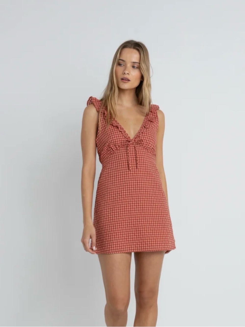 Rhythm Lola Check Ruffle Mini Dress